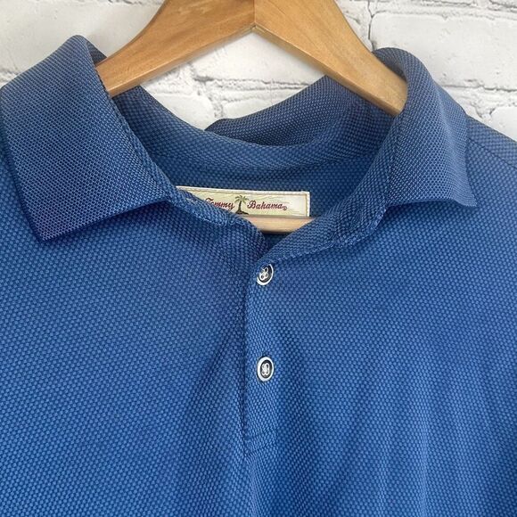 Tommy Bahama Blue Polo Golf Shirt Mens L Large Modal Stretch LOOK - Picture 5 of 9